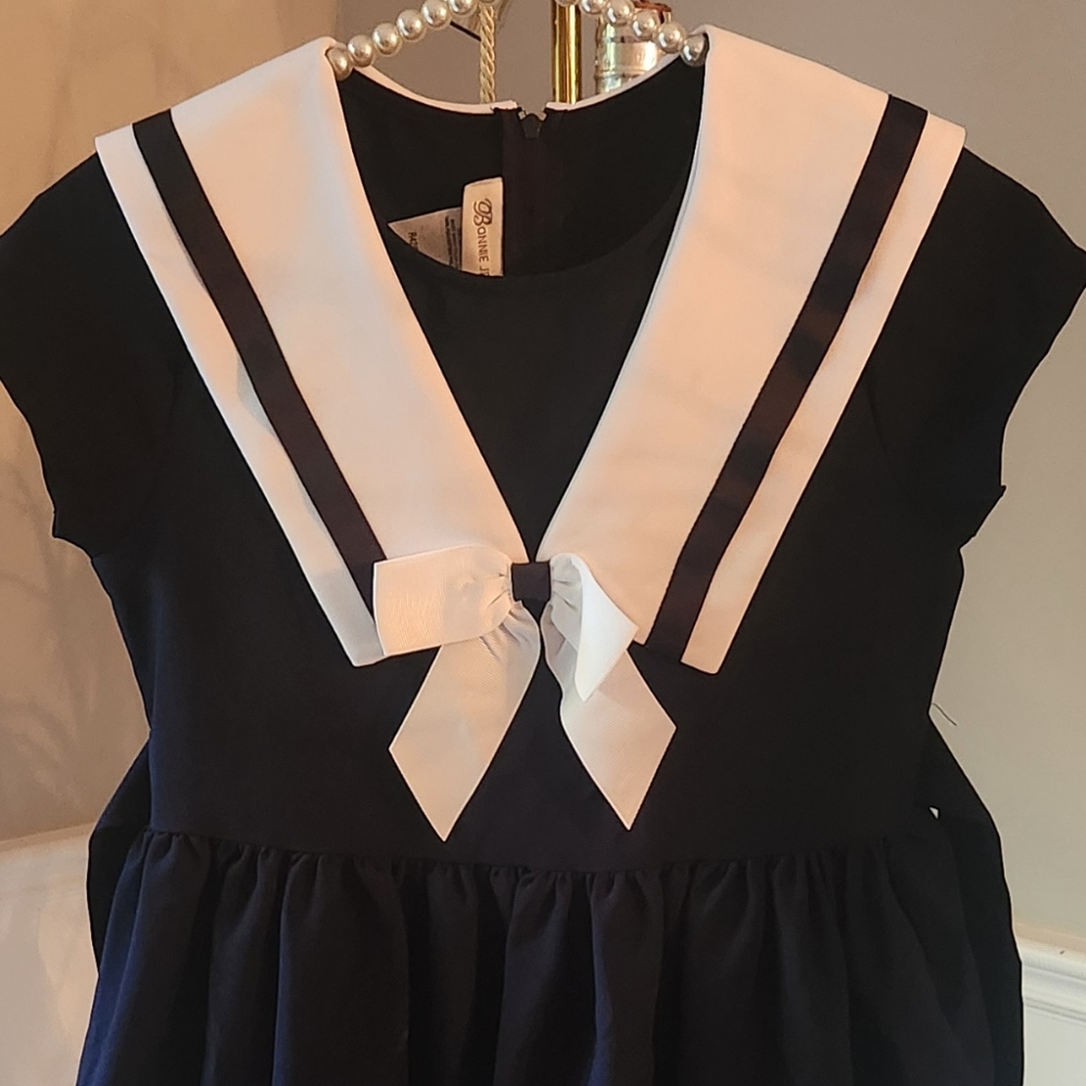 Bonnie Jean girls navy sailor dress with bow new without tags size 10